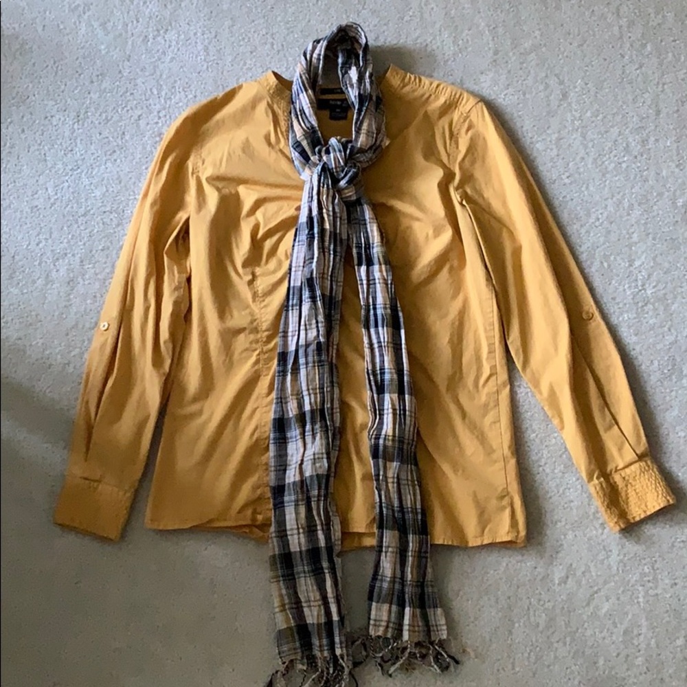 Style & Co Petite Long Sleeve Blouse with Scarf